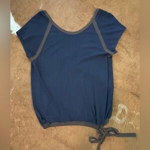 Max Mara Navy Blue brown trim longer Casual Top L